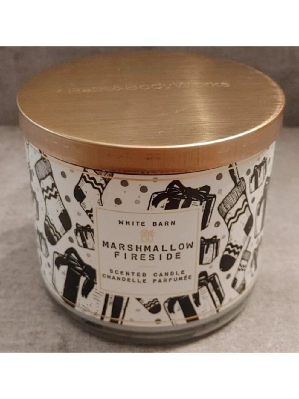 -Bath And Body Works White Barn Marshmallow Fireside Scented Candle Essential Oi